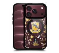 Head Case Designs Officially Licensed Harry Potter Hufflepuff Pattern Magical Icons Black Shockproof Bumper Case [Military Grade] Compatible with Apple iPhone 18 Pro and Compatible with MagSafe