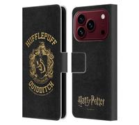 Head Case Designs Officially Licensed Harry Potter Hufflepuff Quidditch Deathly Hallows X Leather Wallet Case Compatible With Apple iPhone 18 Pro