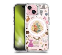 Head Case Designs Officially Licensed Harry Potter Magical Icons Hogwarts Pattern SHOCKPROOF BUMPER CASE COMPATIBLE WITH Apple iPhone 15 & MAGSAFE