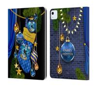 Head Case Designs Officially Licensed Harry Potter Ravenclaw Christmas Ornaments Leather Wallet Case Compatible With Apple iPad Air 11 2020/2022/2024/2025