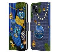 Head Case Designs Officially Licensed Harry Potter Ravenclaw Christmas Ornaments Leather Wallet Case Compatible With Apple iPhone 15 Plus