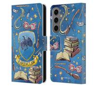 Head Case Designs Officially Licensed Harry Potter Ravenclaw Pattern Deathly Hallows XIII Leather Wallet Case Compatible With Samsung Galaxy S25