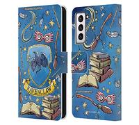 Head Case Designs Officially Licensed Harry Potter Ravenclaw Pattern Deathly Hallows XIII Leather Wallet Case Compatible With Samsung Galaxy S21 5G