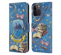 Head Case Designs Officially Licensed Harry Potter Ravenclaw Pattern Deathly Hallows XIII Leather Wallet Case Compatible With Apple iPhone 15 Pro Max