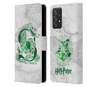 Head Case Designs Officially Licensed Harry Potter Slytherin Aguamenti Deathly Hallows IX Leather Wallet Case Compatible With Galaxy A52 / A52s / 5G (2021)