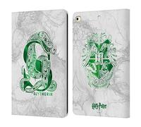 Head Case Designs Officially Licensed Harry Potter Slytherin Aguamenti Deathly Hallows IX Leather Wallet Case Compatible With Apple iPad 9.7 2017 / iPad 9.7 2018