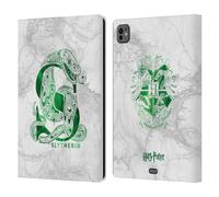 Head Case Designs Officially Licensed Harry Potter Slytherin Aguamenti Deathly Hallows IX Leather Wallet Case Compatible With Apple iPad Pro 11 M4/M5 2024/2025