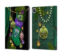 Head Case Designs Officially Licensed Harry Potter Slytherin Christmas Ornaments Leather Wallet Case Compatible With Apple iPad Pro 13 M4 2024