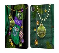Head Case Designs Officially Licensed Harry Potter Slytherin Christmas Ornaments Leather Wallet Case Compatible With Apple iPad Pro 11 2020/2021 / 2022