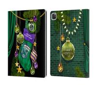 Head Case Designs Officially Licensed Harry Potter Slytherin Christmas Ornaments Leather Wallet Case Compatible With Apple iPad Pro 12.9 2020/2021/2022