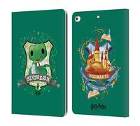 Head Case Designs Officially Licensed Harry Potter Slytherin Deathly Hallows II Leather Wallet Case Compatible With Apple iPad 9.7 2017 / iPad 9.7 2018