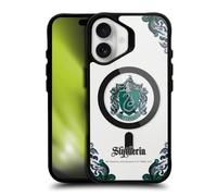 Head Case Designs Officially Licensed Harry Potter Slytherin Houses Black Shockproof Bumper Case [Military Grade Protection] Compatible with Apple iPhone 16 and Compatible with MagSafe