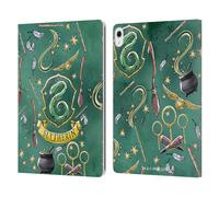 Head Case Designs Officially Licensed Harry Potter Slytherin Pattern Deathly Hallows XIII Leather Wallet Case Compatible With Apple iPad Air 13 2024/2025