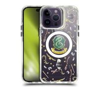Head Case Designs Officially Licensed Harry Potter Slytherin Pattern Magical Icons Shockproof Bumper Case [Military Grade] Compatible with Apple iPhone 14 Pro Max and Compatible with MagSafe