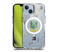 Head Case Designs Officially Licensed Harry Potter Slytherin Pattern Magical Icons Shockproof Bumper Case [Military Grade Protection] Compatible with Apple iPhone 14 and Compatible with MagSafe