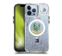 Head Case Designs Officially Licensed Harry Potter Slytherin Pattern Magical Icons Shockproof Bumper Case [Military Grade] Compatible with Apple iPhone 13 Pro Max and Compatible with MagSafe