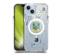 Head Case Designs Officially Licensed Harry Potter Slytherin Pattern Magical Icons Shockproof Bumper Case [Military Grade Protection] Compatible with Apple iPhone 14 Plus and Compatible with MagSafe