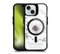 Head Case Designs Officially Licensed Harry Potter The Marauder's Map Magical Icons Black Shockproof Bumper Case [Military Grade] Compatible with Apple iPhone 15 and Compatible with MagSafe