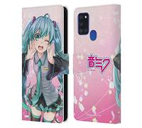 Head Case Designs Officially Licensed Hatsune Miku Wink Graphics Leather Wallet Case Compatible With Samsung Galaxy A21s (2020)