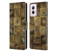 Head Case Designs Officially Licensed HBO Game of Thrones All Houses Golden Sigils Leather Book Wallet Case Cover Compatible With Motorola Moto G Power (2024)