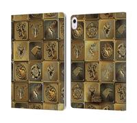 Head Case Designs Officially Licensed HBO Game of Thrones All Houses Golden Sigils Leather Wallet Case Compatible With Apple iPad Air 13 2024/2025