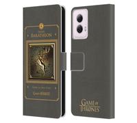 Head Case Designs Officially Licensed HBO Game of Thrones Baratheon Border Golden Sigils Leather Book Wallet Case Cover Compatible With Motorola Moto G Power (2024)