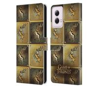 Head Case Designs Officially Licensed HBO Game of Thrones Baratheon Golden Sigils Leather Book Wallet Case Cover Compatible With Motorola Moto G Power (2024)