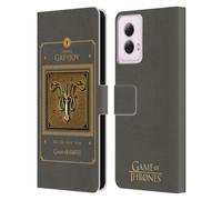 Head Case Designs Officially Licensed HBO Game of Thrones Greyjoy Border Golden Sigils Leather Book Wallet Case Cover Compatible With Motorola Moto G Power (2024)
