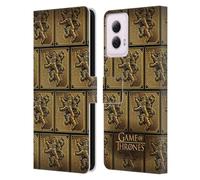 Head Case Designs Officially Licensed HBO Game of Thrones Lannister Golden Sigils Leather Book Wallet Case Cover Compatible With Motorola Moto G Power (2024)