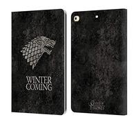 Head Case Designs Officially Licensed HBO Game of Thrones Stark Dark Distressed Look Sigils Leather Wallet Case Compatible With Apple iPad 9.7 2017 / iPad 9.7 2018
