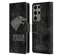 Head Case Designs Officially Licensed HBO Game of Thrones Stark Dark Distressed Look Sigils Leather Wallet Case Compatible With Samsung Galaxy S23 Ultra 5G