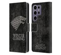 Head Case Designs Officially Licensed HBO Game of Thrones Stark Dark Distressed Look Sigils Leather Wallet Case Compatible With Samsung Galaxy S25 Ultra