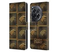 Head Case Designs Officially Licensed HBO Game of Thrones Stark Golden Sigils Leather Book Wallet Case Cover Compatible With OnePlus 12