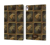 Head Case Designs Officially Licensed HBO Game of Thrones Stark Golden Sigils Leather Wallet Case Compatible With Apple iPad Air 13 2024/2025
