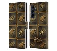 Head Case Designs Officially Licensed HBO Game of Thrones Stark Golden Sigils Leather Wallet Case Compatible With Samsung Galaxy A55 5G