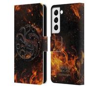 Head Case Designs Officially Licensed House Of The Dragon: Television Series Black Season 2 Key Art Leather Wallet Case Compatible With Samsung Galaxy S22 5G