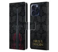 Head Case Designs Officially Licensed House Of The Dragon: Television Series Sword Graphics Leather Wallet Case Compatible With Apple iPhone 16 Pro Max