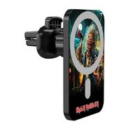 Head Case Designs Officially Licensed Iron Maiden Run For Your Lives Icons Magnetic Car Mount with Wireless Charger 15W Fast Charging Compatible with MagSafe iPhone and Android Qi Devices (Black)