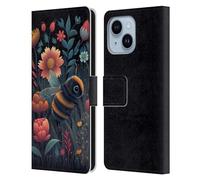 Head Case Designs Officially Licensed JK Stewart Bee And Colorful Flowers Art Leather Wallet Case Compatible With Apple iPhone 14 Plus