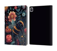 Head Case Designs Officially Licensed JK Stewart Bee And Colorful Flowers Art Leather Wallet Case Compatible With Apple iPad Pro 12.9 2020/2021/2022