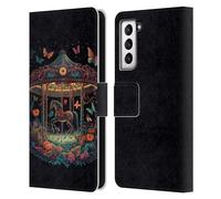 Head Case Designs Officially Licensed JK Stewart Carousel Dark Knight Garden Graphics Leather Wallet Case Compatible With Samsung Galaxy S21 5G