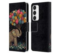 Head Case Designs Officially Licensed JK Stewart Elephant Holding Balloon Art Leather Wallet Case Compatible With Samsung Galaxy S23 5G