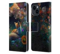 Head Case Designs Officially Licensed JK Stewart Fox Art Leather Wallet Case Compatible With Apple iPhone 15