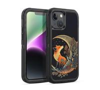 Head Case Designs Officially Licensed JK Stewart Fox On Crescent Moon Art Ultra-Armoured Shockproof Case [Military Grade Protection] Compatible With Apple iPhone 14