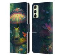 Head Case Designs Officially Licensed JK Stewart Frog With Umbrella Art Leather Wallet Case Compatible With Samsung Galaxy A14 5G