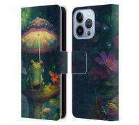 Head Case Designs Officially Licensed JK Stewart Frog With Umbrella Art Leather Wallet Case Compatible With Apple iPhone 13 Pro