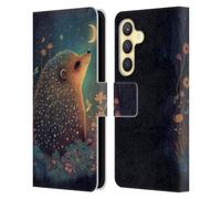 Head Case Designs Officially Licensed JK Stewart Hedgehog Looking Up At Stars Graphics Leather Wallet Case Compatible With Samsung Galaxy S24 5G