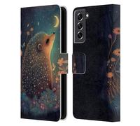 Head Case Designs Officially Licensed JK Stewart Hedgehog Looking Up At Stars Graphics Leather Wallet Case Compatible With Samsung Galaxy S21 FE 5G