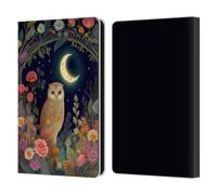 Head Case Designs Officially Licensed JK Stewart Owl Crescent Moon Night Garden Key Art Leather Wallet Case Compatible With Amazon Kindle Paperwhite 6