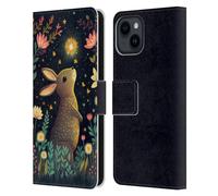 Head Case Designs Officially Licensed JK Stewart Rabbit Catching Falling Star Art Leather Wallet Case Compatible With Apple iPhone 15
